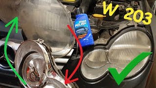 Mercedes w203 Headlights Assembly Removal  Glass Restoration C class  Cheap DIY [upl. by Krakow]