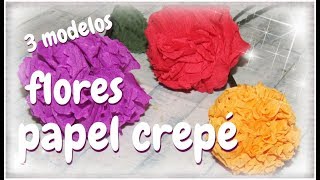 FLORES DE PAPEL CREPE SENCILLAS 3 MODELOS  paso a paso [upl. by Aened]