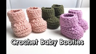 How to Crochet Baby Booties 03 months [upl. by Orhtej]