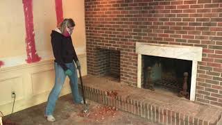 Episode 32 Family Room Brick Fireplace Demolition Part 1 [upl. by Ede]