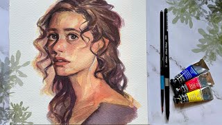 Watercolor portrait tutorial  linework download [upl. by Agripina676]