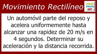 Movimiento rectilíneo uniformemente acelerado  Problema 1 [upl. by Arihsat]