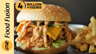 Spicy Crispy Chicken Burger Recipe By Food Fusion [upl. by Ellecram236]