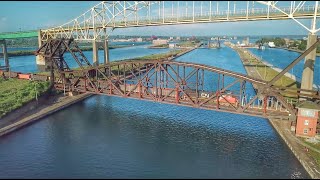 Drone Video  CN International Railroad Bridge  Sault Ste Marie MI [upl. by Ponton]