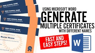 Generate Multiple Certificates with Different Names  FULL TUTORIAL IN TAGALOG  MICROSOFT WORD [upl. by Ennaecarg]