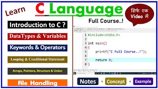 C Programming Full Course Hindi  Learn Coding [upl. by Joselyn]