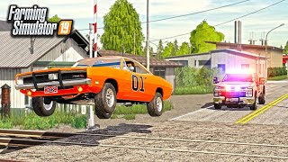 DUKES OF HAZZARD ESCAPING FROM ROSCO amp ENOS ROLEPLAY  FARMING SIMULATOR 2019 [upl. by Skyla]