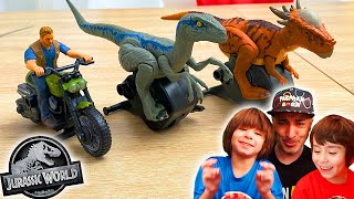 PERSECUCION JURASICA con velociraptor BLUE STIGGY y OWEN en MOTO Dani y Evan jurassic world [upl. by Atikcir]