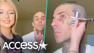 Travis Barker’s Daughter Covers Up His Face Tattoos [upl. by Ilyse]