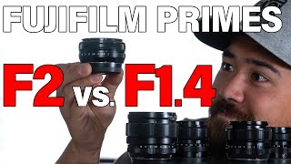 Which are the best Fujifilm prime lenses XF F14 vs F2 18mm 23mm and 35mm [upl. by Ahsiemat611]