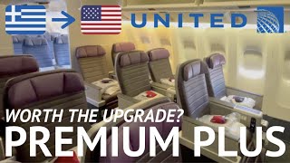 United LONG HAUL Premium Plus Review 777200 Athens to Newark Premium Economy [upl. by Endora]