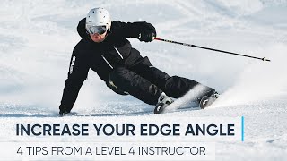 HOW TO INCREASE YOUR EDGE ANGLE  4 Skiing Tips from a Pro [upl. by Sadick912]