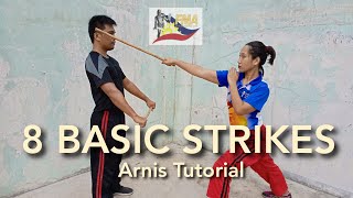 8 Basic Strikes  Arnis Tutorial [upl. by Penn]