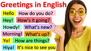 GREETINGS IN ENGLISH  Formal amp informal  Learn with examples amp quiz [upl. by Ahsram574]