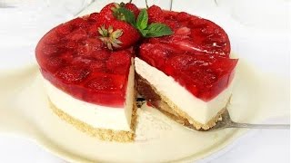 Torta fredda alle fragole facile e senza cottura [upl. by Lrub]