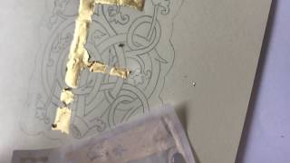 Painting and applying gold leaf to an illuminated letter [upl. by Ciryl]