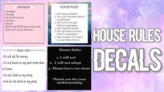 Roblox Bloxburg  House Rules Decal Ids [upl. by Neeoma]