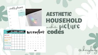 Aesthetic Household Picture Codes planners chores calendars  BLOXBURG [upl. by Nisior]