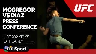 McGregor vs Diaz UFC 202 Press Conference goes off [upl. by Leilamag99]