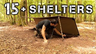 15 Shelters with a Tarp  Camping amp Bushcraft [upl. by Ylloj]