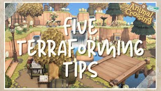 5 Terraforming Tips for a Natural Island  Animal Crossing New Horizons [upl. by Cynarra]