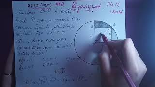 2022 ci il olimpiadaRiyaziyyatRFOSual İzahı [upl. by Linneman]
