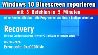 Windows 10 Bluescreen beim Starten ⭐ in 5 Minuten reparieren ▪ Boot BCD Error Code [upl. by Wylen66]