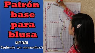 Cómo hacer una blusa  trazo base  muy fácil explicado con manzanitas [upl. by Aniuqahs]