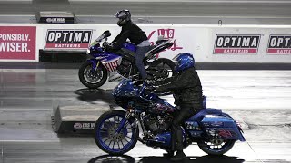 Crazy Harley vs Sportbikes  drag racing [upl. by Tutt]