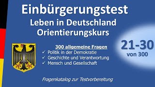 Einbürgerungstest Leben in DeutschlandOrientierungskurs 2130 von 300 [upl. by Cha]