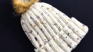 Easy Knit Ribbed Hat For Adult Men and Women How to knit for beginners Knitting for Baby [upl. by Annaul]