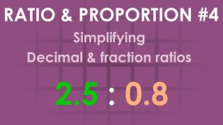 Simplifying decimal amp fraction ratios  Ratio amp proportion 4 [upl. by Lodnar526]