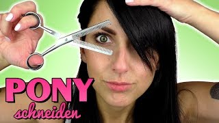 ✂ SCHRÄGEN PONY selber schneiden TUTORIAL ✂ HOW TO CUT SIDE SWEPT BANGS DEUTSCH Frühlingsrolina [upl. by Lamhaj]