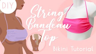 DIY  Halter String Bandeau Bikini Top  Mango amp Coast Patterns [upl. by Adnalro48]