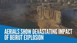 Aerials show devastating impact of Beirut explosion [upl. by Marchall]