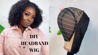 DIY HEADBAND WIG TUTORIAL FOR BEGINNERS HIGHLY REQUESTED  Omoni Got Curls [upl. by Ecnarrat]