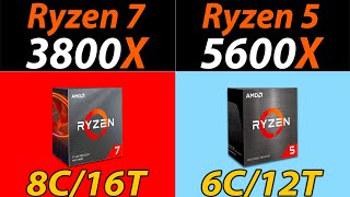 Ryzen 7 3800X Vs Ryzen 5 5600X  8 Cores Vs 6 Cores  How Much Performance Difference [upl. by Higinbotham]