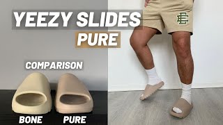 Yeezy Slides Pure Review  Slide Sizing amp On Feet [upl. by Keri339]