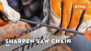 How to Sharpen Saw Chain  STIHL Tutorial [upl. by Enerod]