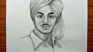 How to draw bhagat singh  bhagat singh pencil sketch  Shahid diwas drawing [upl. by Nero]