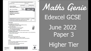 Edexcel GCSE Maths June 2022 3H Exam Paper Walkthrough [upl. by Neesay]