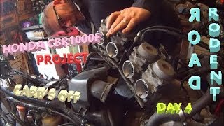 Honda CBR1000F Carburettors Removal [upl. by Zweig]