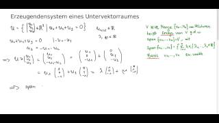 BasisErzeugendensystem eines Untervektorraumes [upl. by Ainyt]