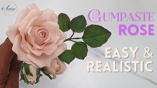 EASY Realistic Gumpaste Rose  BEGINNER FRIENDLY  Sugar Flowers [upl. by Sathrum462]