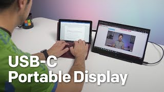 HP EliteDisplay S14 USBC portable display review Perfect for Surface Go [upl. by Aneelas]