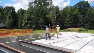 Precast HollowCore Concrete Planks Installation at Construction 20140728 [upl. by Morrie]