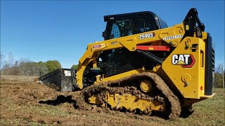 CAT 259D3 skid steer CTL loader work testing in wet nasty clay dirt [upl. by Milburn]