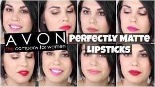 Avon True Color Perfectly Matte Lipsticks  Lip Swatches amp Review [upl. by Irrej]