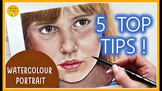 WATERCOLOUR PORTRAIT  5 TOP TIPS for beginners  How to paint SKIN in WATERCOLOR TUTORIAL [upl. by Apeed425]