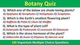 Botany Quiz  100 Important MCQ  Science Quiz Questions For Students  Science GK  ScienceQuiz [upl. by Millda]